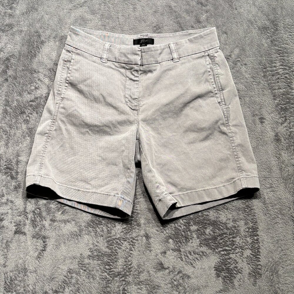 J.Crew Women's Chino Shorts Size 00 (~26.5 waist) Gray Stretch Cotton 6" Inseam